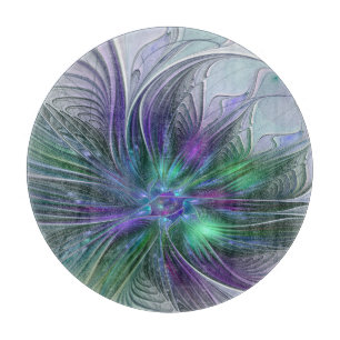 Lila Grönt Feder Modern Abstrakt Art Fractal