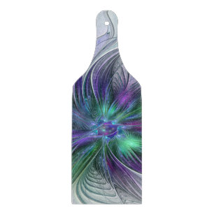 Lila Grönt Feder Modern Abstrakt Art Fractal