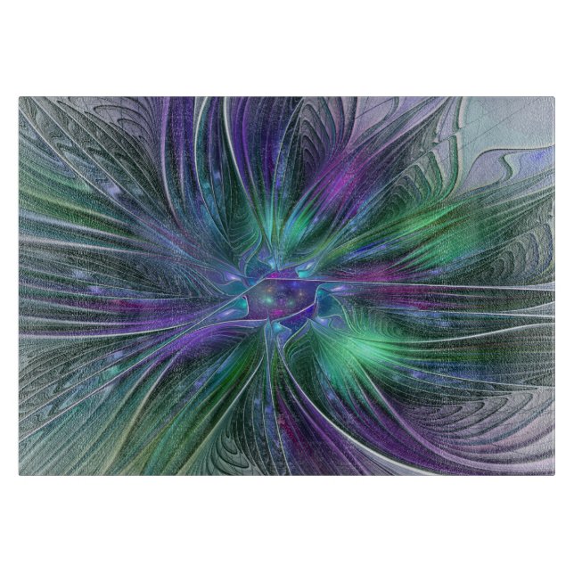 Lila Grönt Feder Modern Abstrakt Art Fractal (Framsidan)