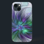 Lila Grönt Feder Modern Abstrakt Art Fractal<br><div class="desc">En magisk blomma till dig. Utformning för iPhone 13 fodral eller mer.</div>