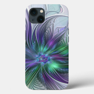 Lila Grönt Feder Modern Abstrakt Art Fractal