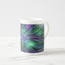 Lila Grönt Feder Modern Abstrakt Art Fractal
