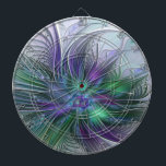 Lila Grönt Feder Modern Abstrakt Art Fractal Darttavla<br><div class="desc">En magisk blomma till dig. Design för ritytan med mera.</div>