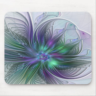 Lila Grönt Feder Modern Abstrakt Art Fractal Musmatta