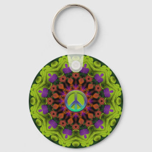 Lila Grönt: Geometric Mandala Art Nyckelring