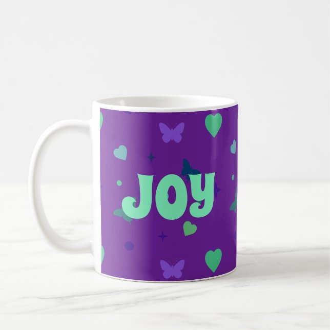lila grönt glädje kaffemugg (Vänster)