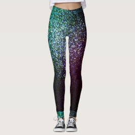 Lila grönt glitter leggings