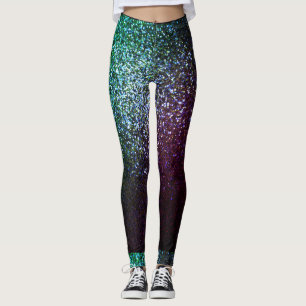 Lila grönt glitter leggings