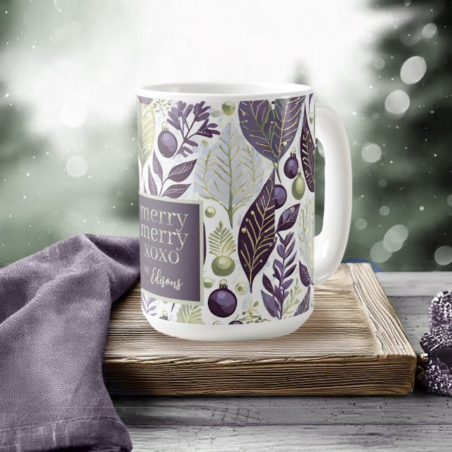Lila Grönt God jul, Mönster#21 ID1009 Kaffemugg (Skapare uppladdad)