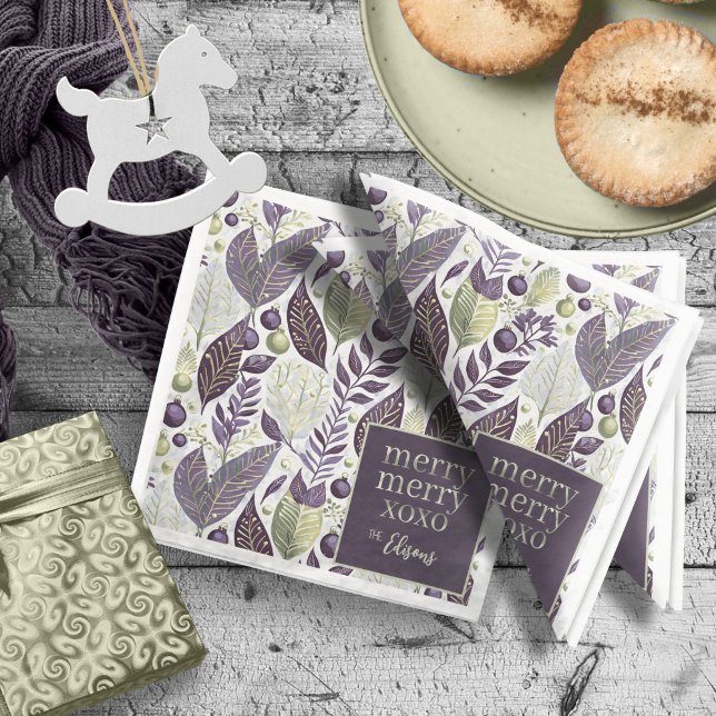 Lila Grönt God jul, Mönster#21 ID1009 Pappersservett (Skapare uppladdad)