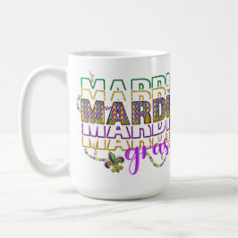 LILA GRÖNT GULD GLITTER LOOK MARDI GRAS KAFFEMUGG