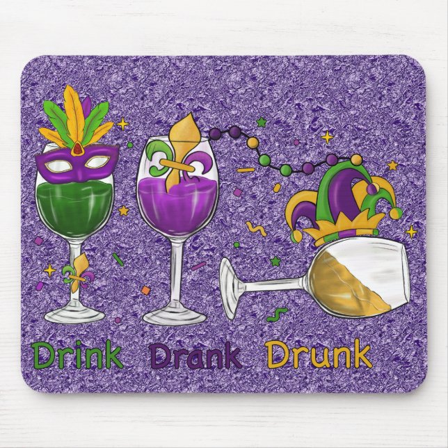 LILA GRÖNT GULD MARDI GRAS BEVERAGAGAGAGES MUSMATTA (Framsidan)