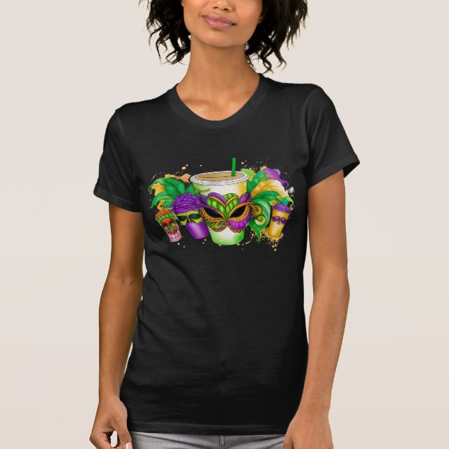 LILA GRÖNT GULD MARDI GRAS BEVERAGAGAGAGES T SHIRT (Framsida)