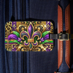 LILA GRÖNT GULD MARDI GRAS FLEUR DE LIS BAGAGEBRICKA