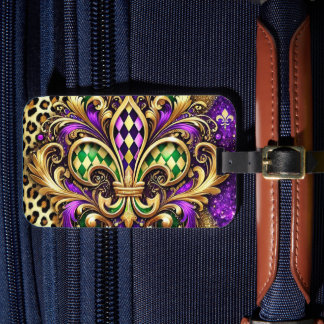 LILA GRÖNT GULD MARDI GRAS FLEUR DE LIS BAGAGEBRICKA