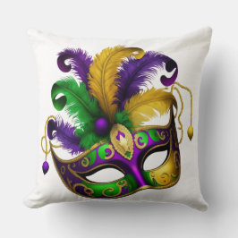 LILA GRÖNT GULD MARDI GRAS MASK KUDDE