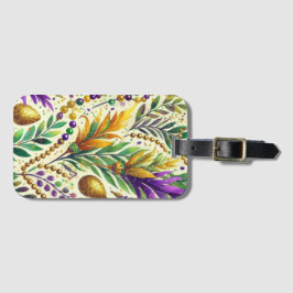 LILA GRÖNT GULD MARDI GRAS PÄRLOR & FEATHERS BAGAGEBRICKA