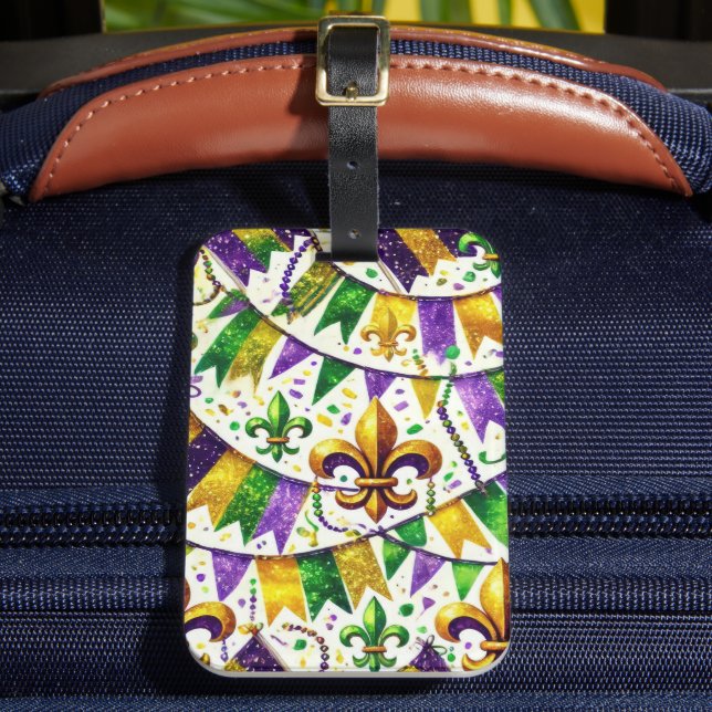 LILA GRÖNT GULD MARDI GRAS PENNANANTS BAGAGEBRICKA (Framsida Insitu 2)