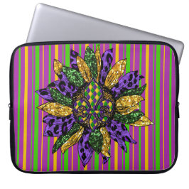 LILA GRÖNT GULD MARDI GRAS SUNFLOWER LAPTOP FODRAL