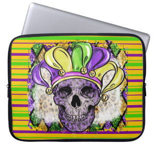 LILA GRÖNT GULD RAND & LILA SKULL LAPTOP FODRAL