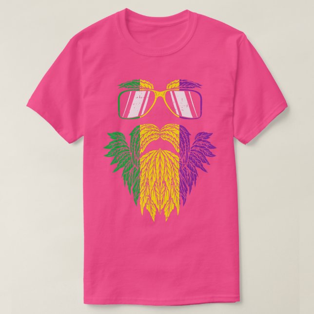Lila Grönt Gult Hipster Beard Mardi Gras Carni T Shirt (Design framsida)