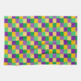 LILA GRÖNT GULT MARDI GRAS CHECKKED MÖNSTER KÖKSHANDDUK