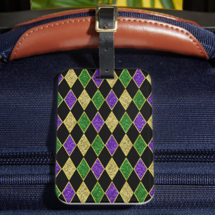 LILA GRÖNT GULT MARDI GRAS DIAMOND MÖNSTER BAGAGEBRICKA