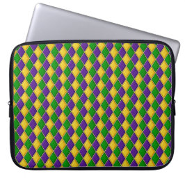 LILA GRÖNT GULT MARDI GRAS DIAMOND MÖNSTER LAPTOP FODRAL