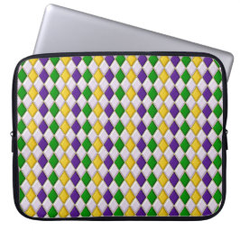 LILA GRÖNT GULT MARDI GRAS DIAMOND MÖNSTER LAPTOP FODRAL