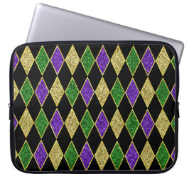 LILA GRÖNT GULT MARDI GRAS DIAMOND MÖNSTER LAPTOP FODRAL