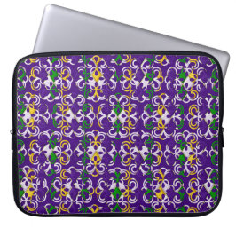 LILA GRÖNT GULT MARDI GRAS FLEUR DI LIS LAPTOP FODRAL