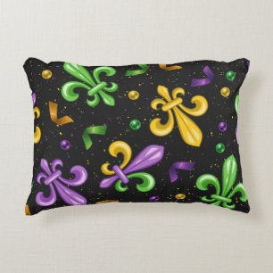 LILA GRÖNT GULT MARDI GRAS FLEUR DI LIS PRYDNADSKUDDE