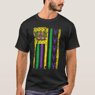 Lila Grönt Gult USA Flagga Jester Funny T Shirt