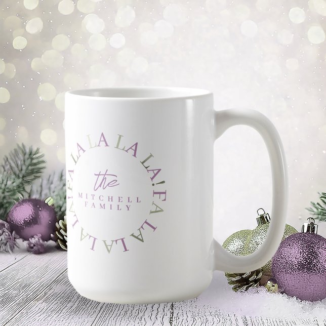 Lila Grönt Jul Fa La ID1009 Kaffemugg (Skapare uppladdad)
