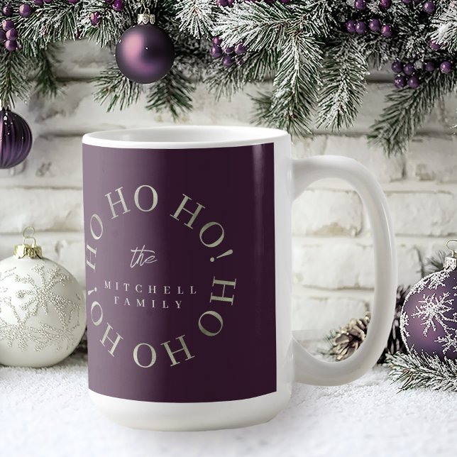 Lila Grönt jul Ho Ho Ho ID1009 Kaffemugg (Skapare uppladdad)