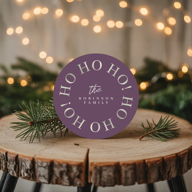 Lila Grönt jul Ho Ho Ho ID1009 Underlägg Papper Rund (Skapare uppladdad)