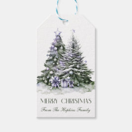 Lila & Grönt Julgranar Gift Märkre Presentetikett