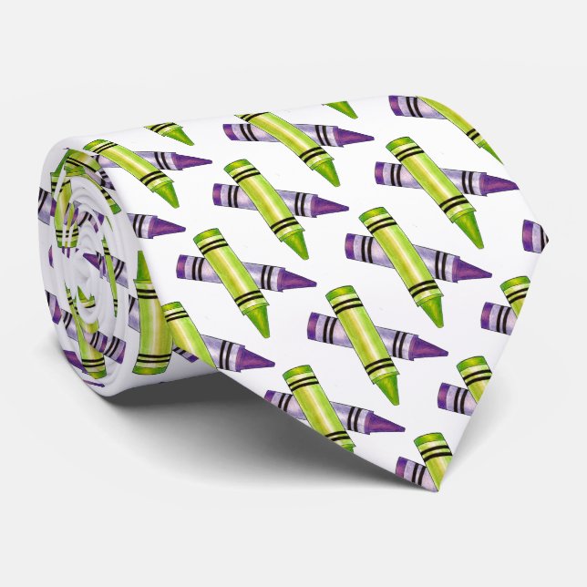 Lila/Grönt Kritor Artist Art Teacher Crayon Tie Slips (Rullad)