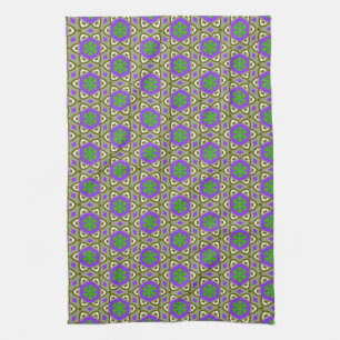 Lila + Grönt Lime Flower Mönster Kitchen trasa Kökshandduk