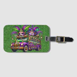 LILA & GRÖNT MARDI GRAS BUSS & FEATHERS BAGAGEBRICKA