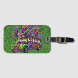 LILA & GRÖNT MARDI GRAS BUSS & FEATHERS BAGAGEBRICKA