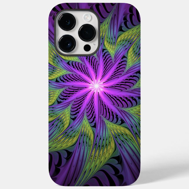 Lila Grönt Modern Abstrakt Fractal Art (Baksida)