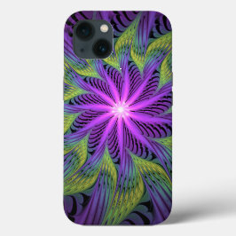 Lila Grönt Modern Abstrakt Fractal Art