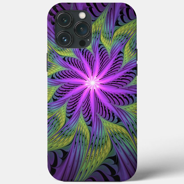 Lila Grönt Modern Abstrakt Fractal Art (Baksida)