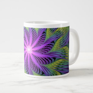 Lila Grönt Modern Abstrakt Fractal Art Jumbo Mugg