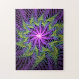 Lila Grönt Modern Abstrakt Fractal Art Pussel