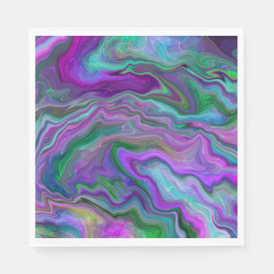 Lila-, Grönt- och Blue Fluid Art Marble Pappersservett