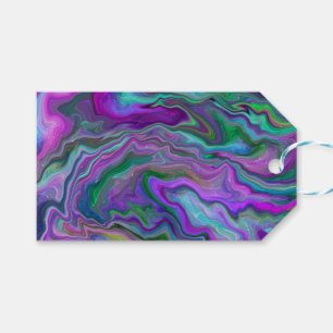 Lila-, Grönt- och Blue Fluid Art Marble Presentetikett