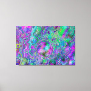 Lila, Grönt och Blue Marble Bokeh Fluid Art Canvastryck