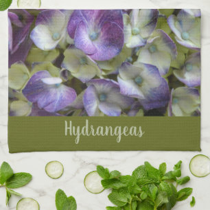 Lila Grönt och Cream Hydrangea Facklig Blommigt Kökshandduk